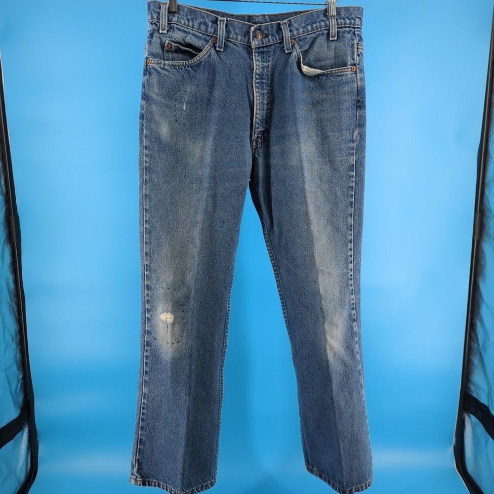 Vintage Levis 505 Orange Tab Distressed Patchwork Jeans Blue Denim 575 Stamped
